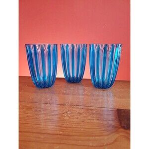 3 Guzzini Dolcevita 5" Blue Tumbler Beaker Water Juice Cup Turquoise Italy